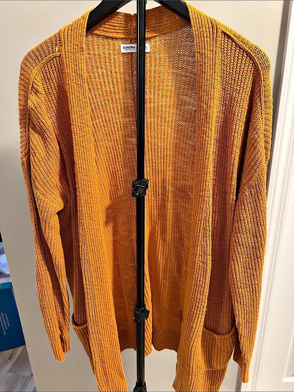 Sonoma Open Front Knit Cardigan in Orange XL Like New